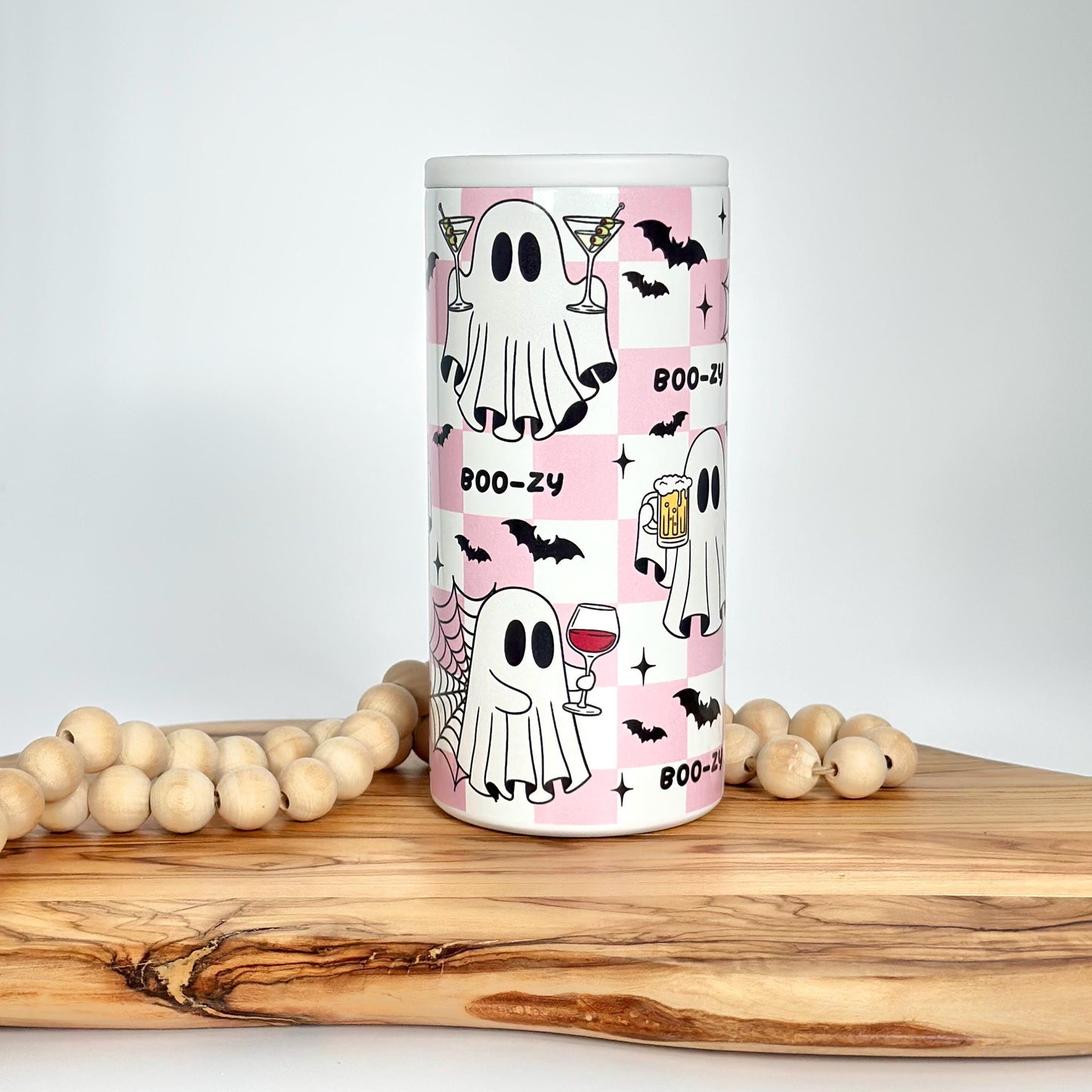 Halloween Slim Can Cooler - Ghosts Insulated Stainless Steel Tumbler
