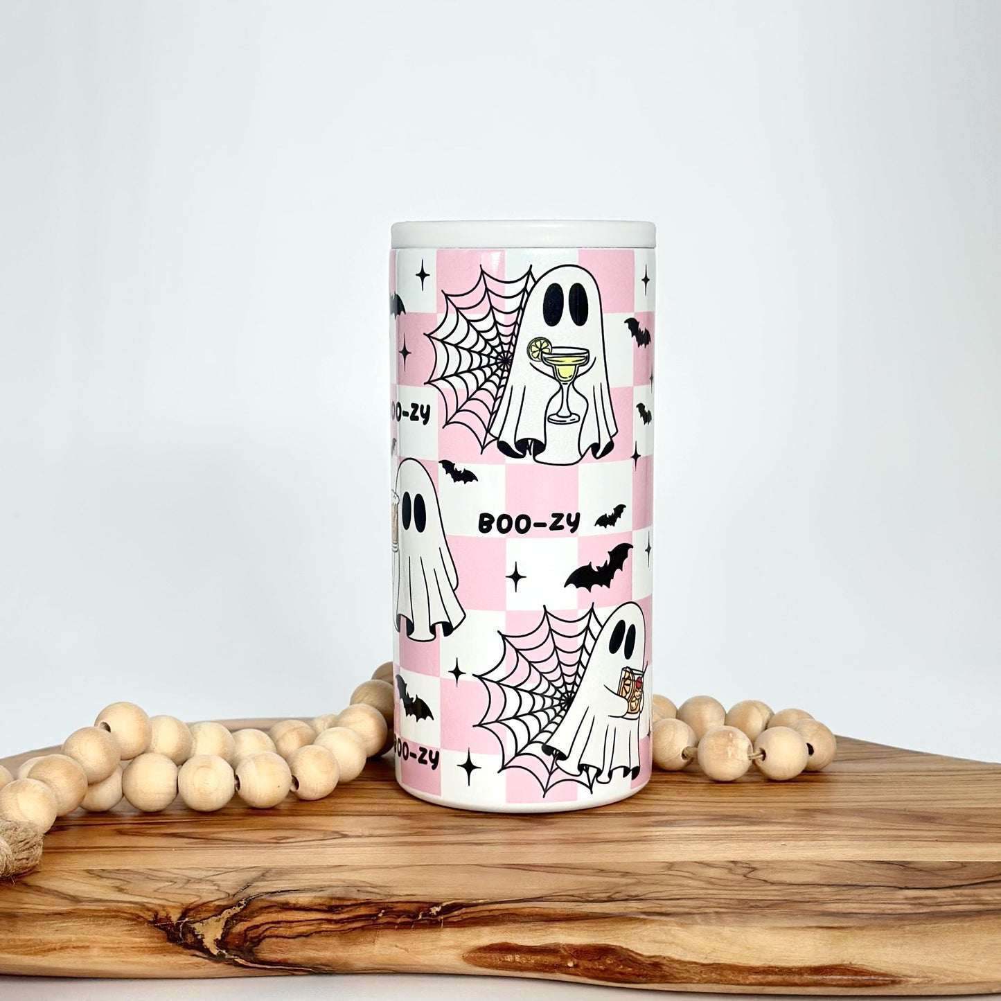 Halloween Slim Can Cooler - Ghosts Insulated Stainless Steel Tumbler