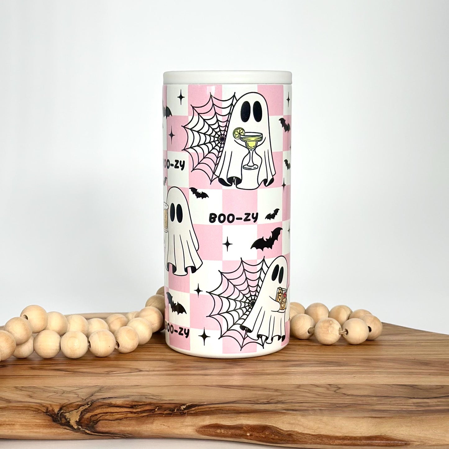 Halloween Slim Can Cooler - Ghosts Insulated Stainless Steel Tumbler