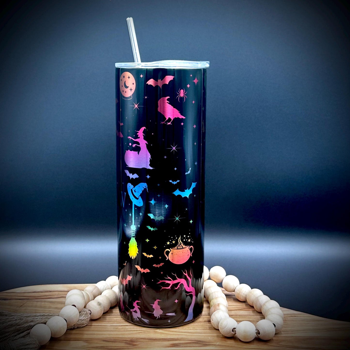 Halloween Witch Tumbler - 20oz Insulated Stainless Steel Cup with Lid and Straw