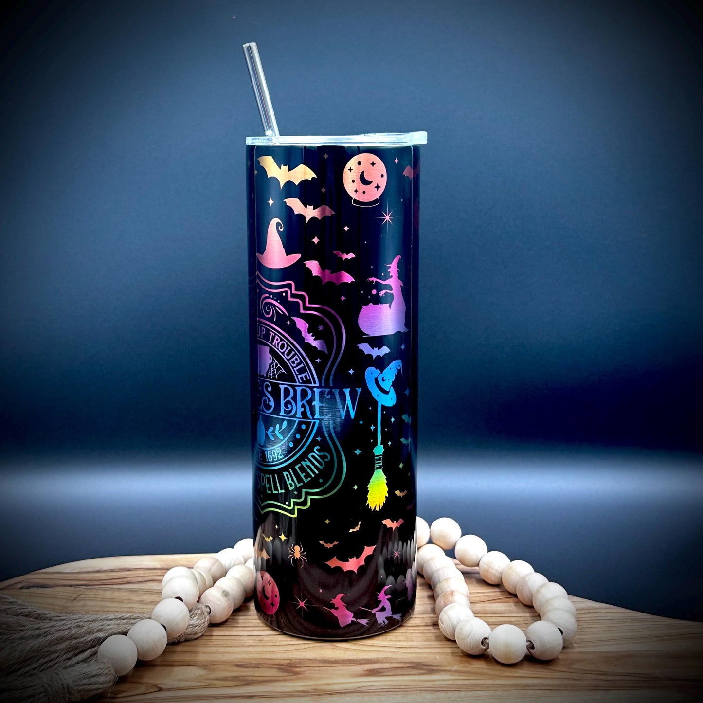 Halloween Witch Tumbler - 20oz Insulated Stainless Steel Cup with Lid and Straw