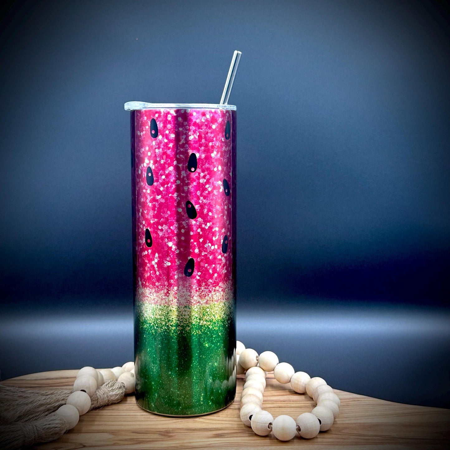 20oz Watermelon Tumbler - Insulated Stainless Steel Cup with Lid and Straw
