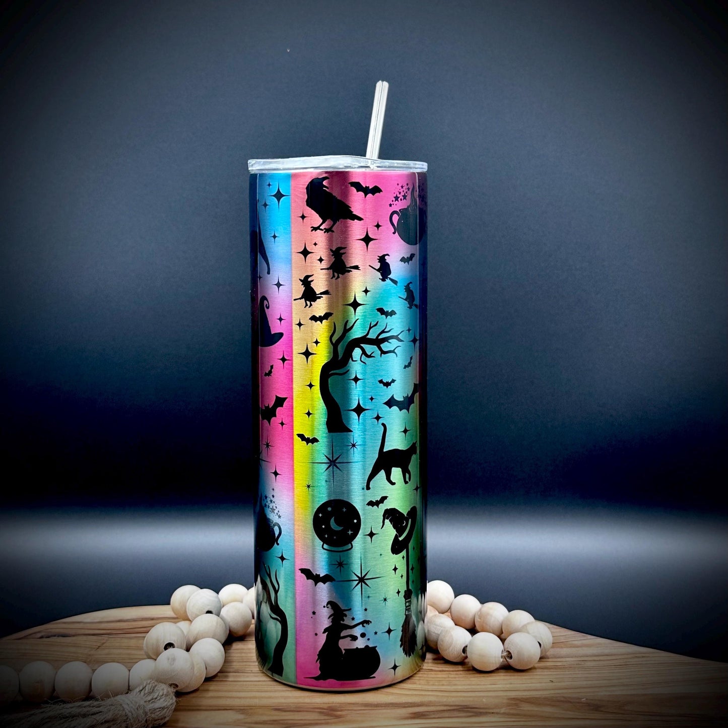 Halloween Witch Tumbler - 20oz Insulated Stainless Steel Cup with Lid and Straw