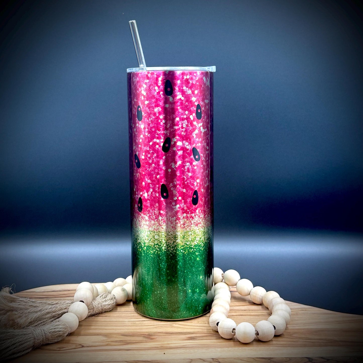20oz Watermelon Tumbler - Insulated Stainless Steel Cup with Lid and Straw