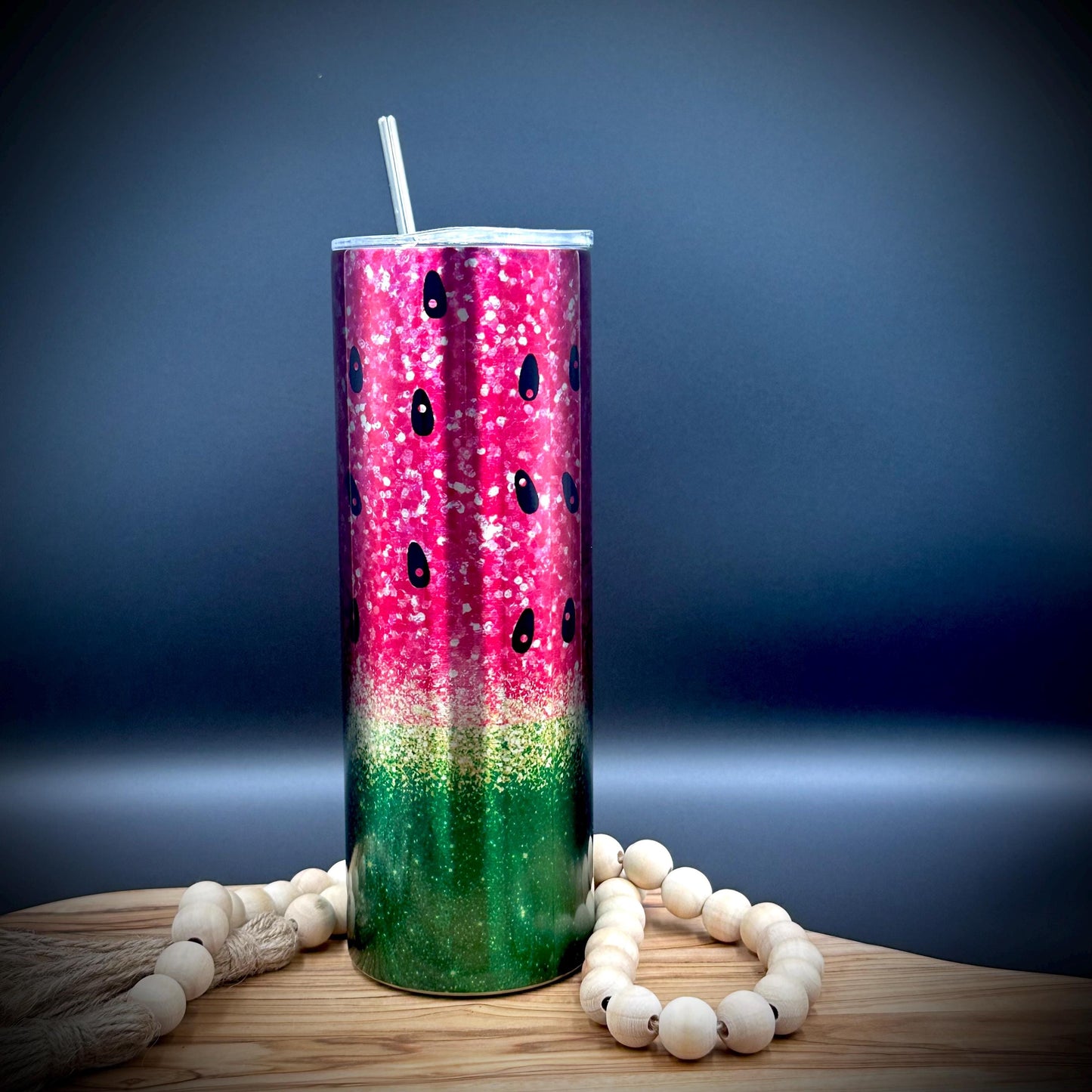 20oz Watermelon Tumbler - Insulated Stainless Steel Cup with Lid and Straw