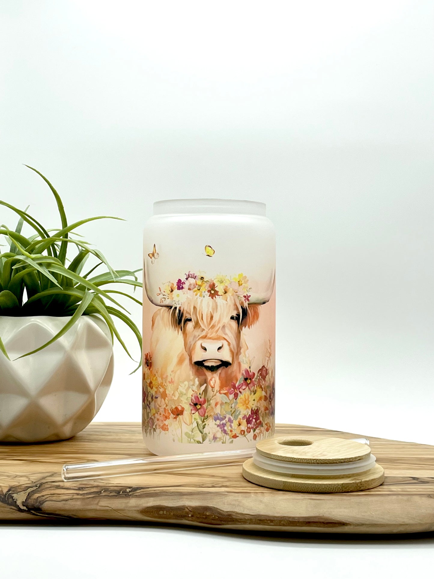 Highland Cow Glass Cup