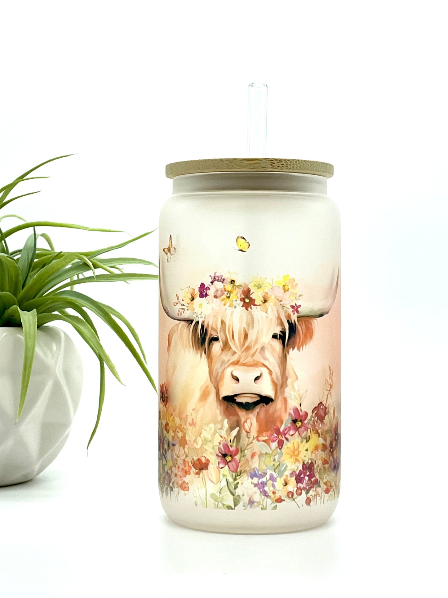 Highland Cow Glass Cup