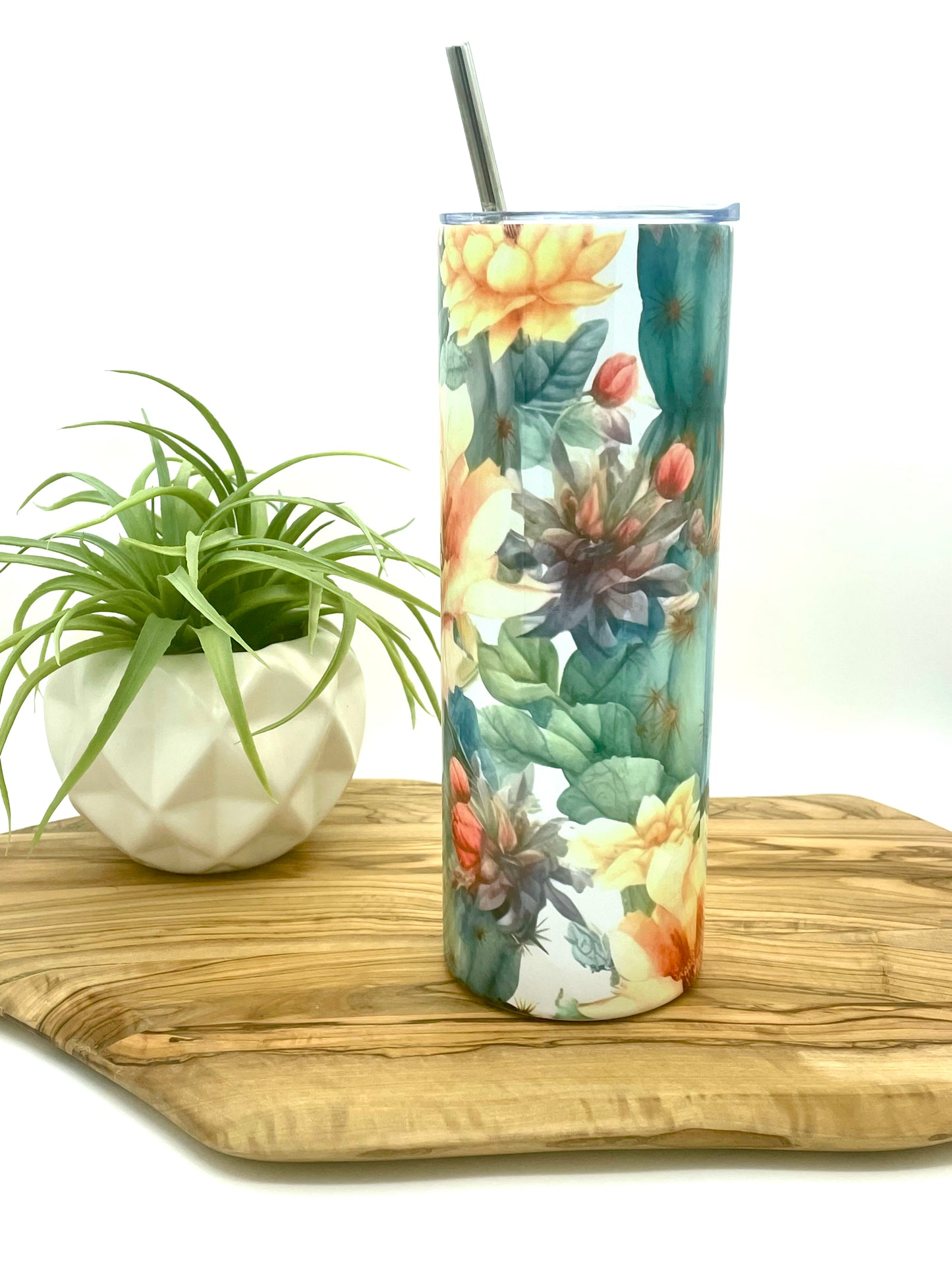 20oz Skinny Insulated Floral Cactus Tumbler