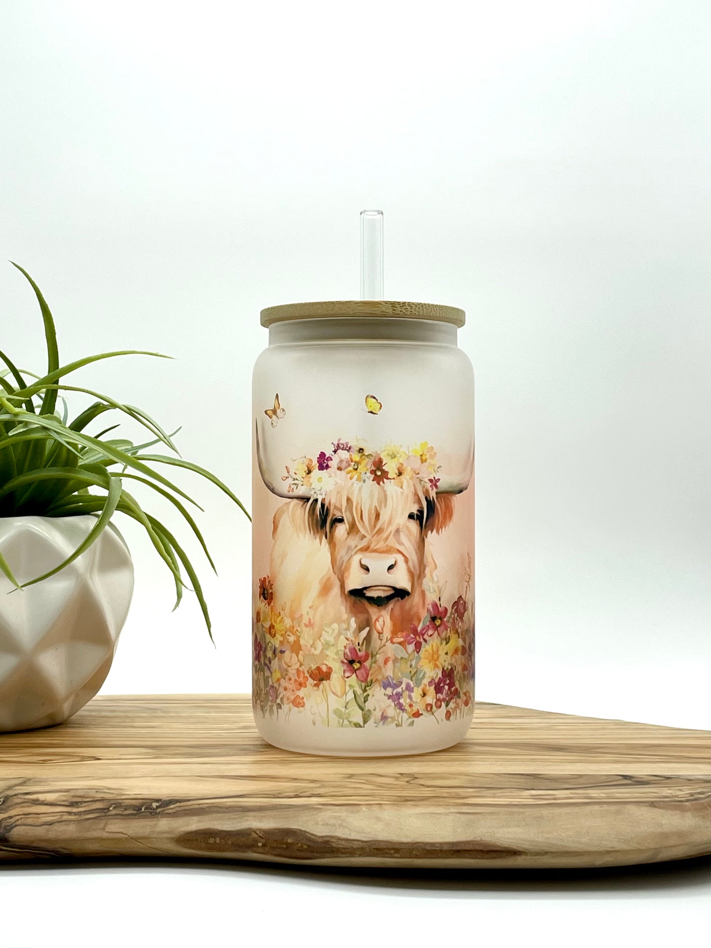 Highland Cow Glass Cup