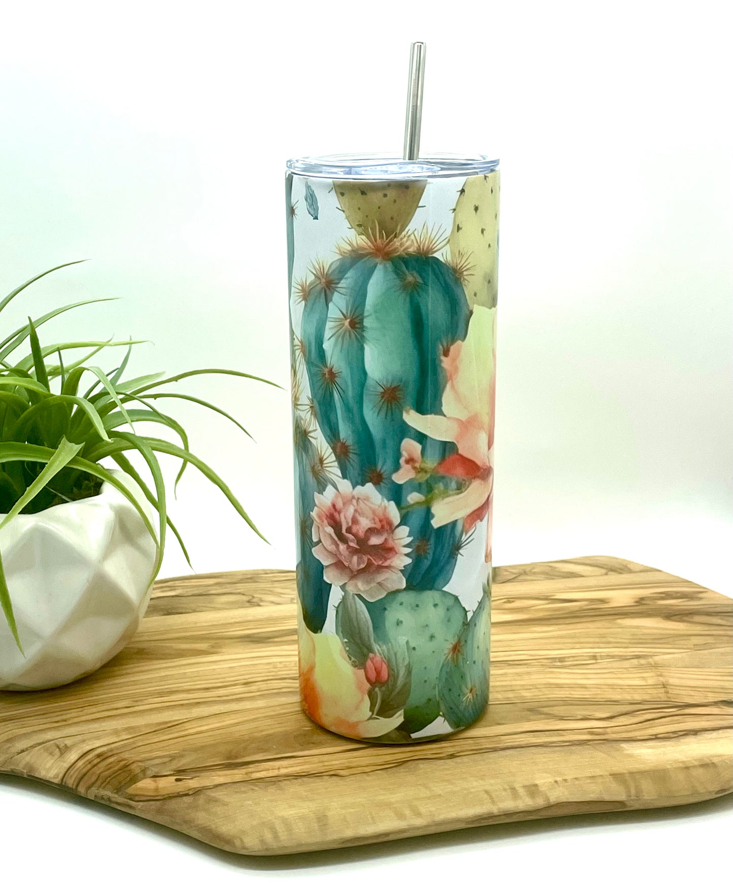 20oz Skinny Insulated Floral Cactus Tumbler