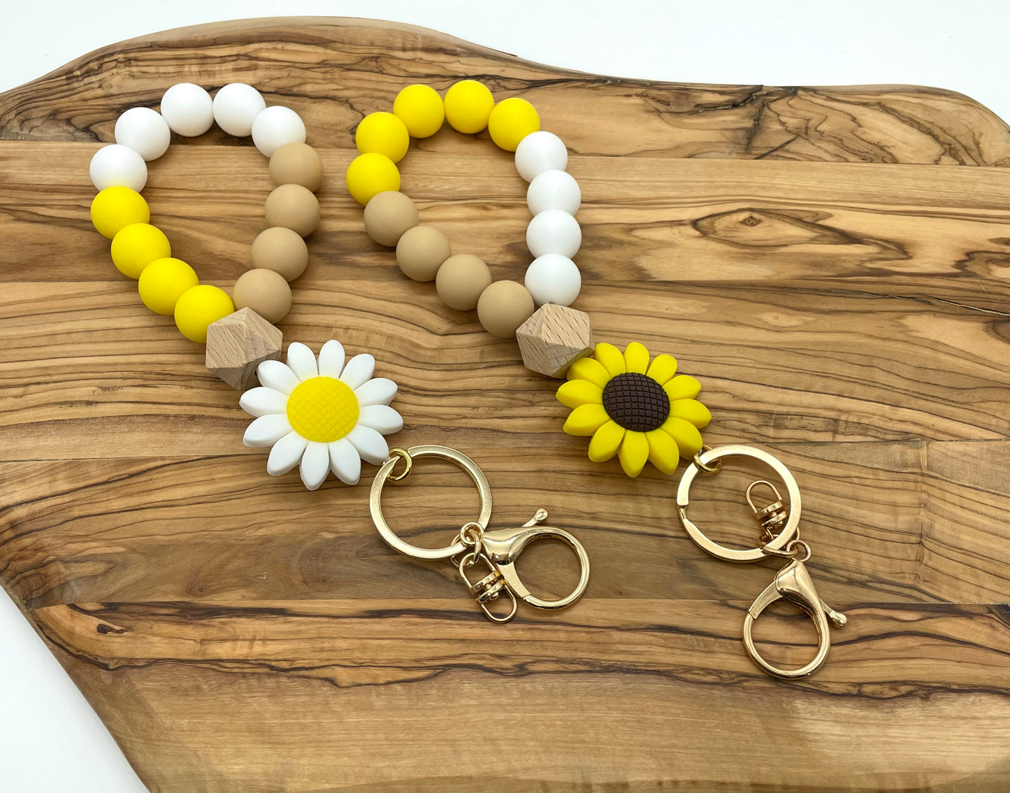 Sunflower and Daisy Wristlet Keychains