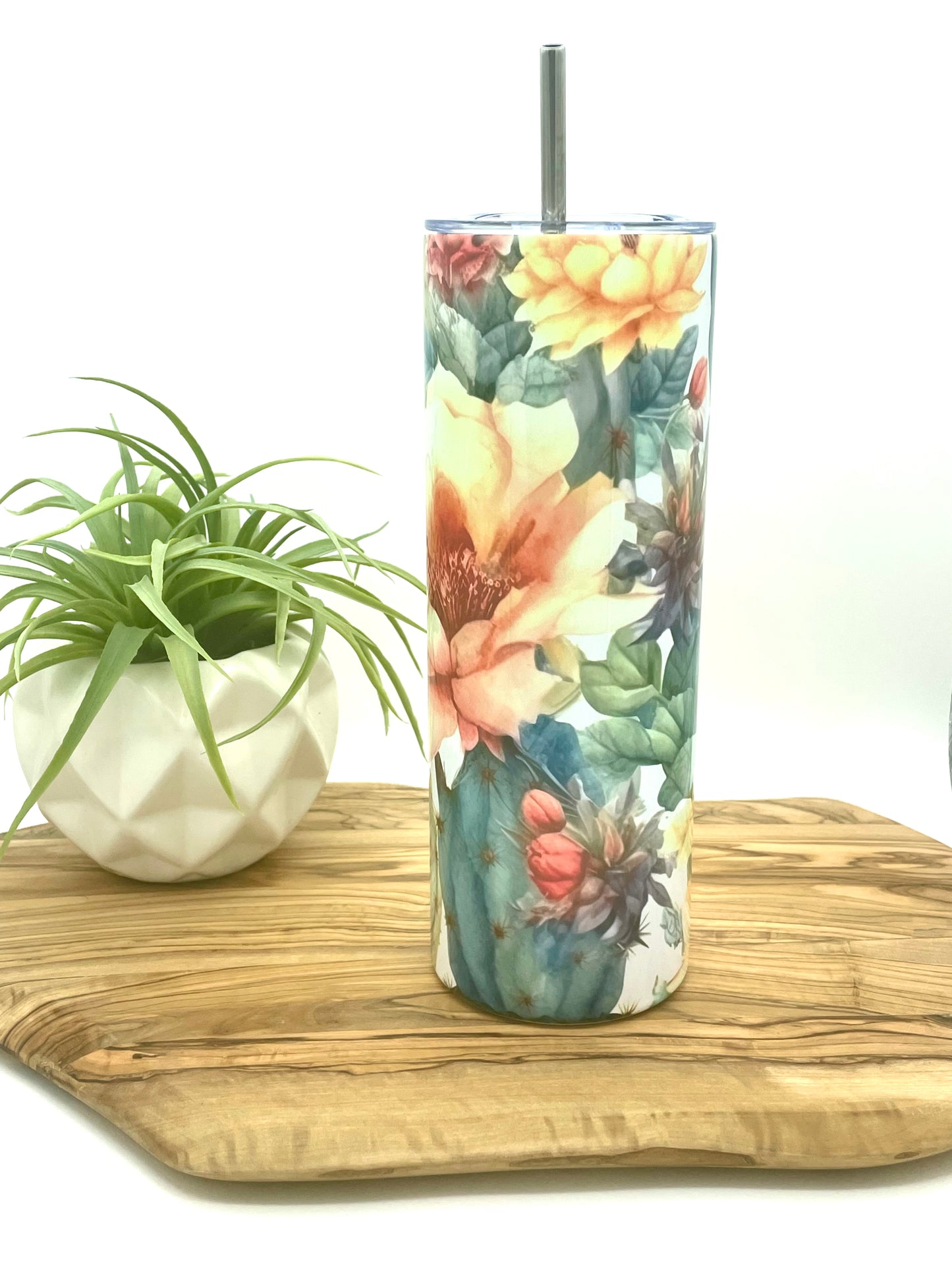 20oz Skinny Insulated Floral Cactus Tumbler